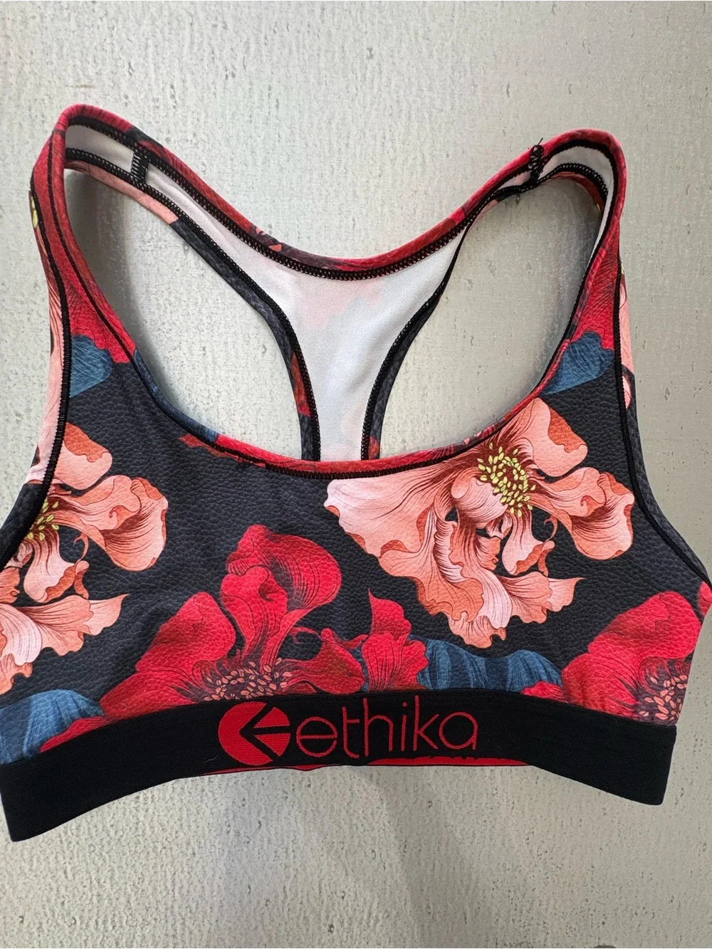2 Ethika Women's Floral Racerback Sports Bra - Pink Multi